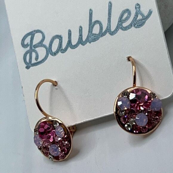 Baubles Gold Pink Dangle  Earrings - Picture 4 of 5